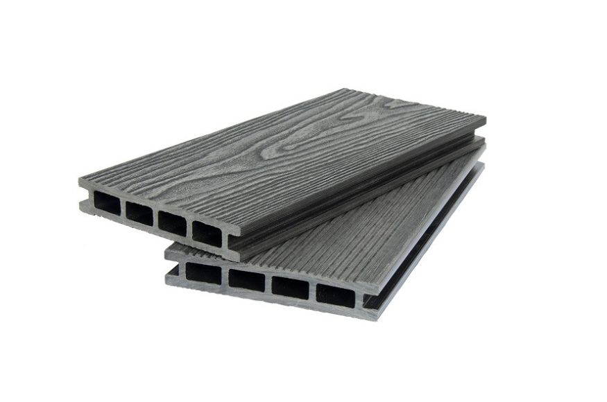 Террасная доска ДПК POLIVAN GROUP 3D+вельвет пустотелая с двухсторонней отделкой DENPASAR черного цвета. купить в Владивостоке