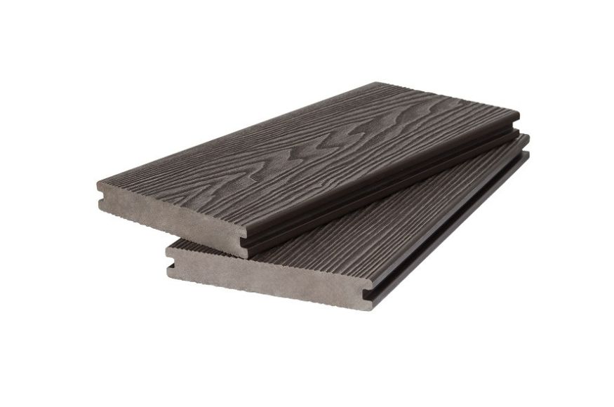 Двухсторонняя полнотелая террасная доска с 3D фактурой дерева POLIVAN GROUP SINGARAJA темно-коричневая. купить в Владивостоке