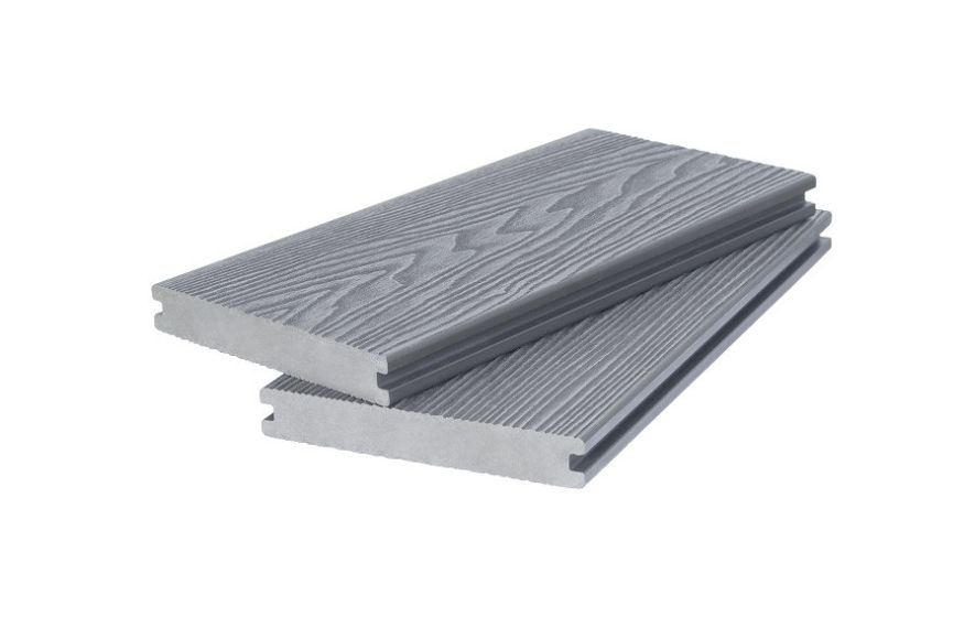 Двухсторонняя полнотелая террасная доска с 3D фактурой дерева POLIVAN GROUP SINGARAJA серого цвета. купить в Владивостоке