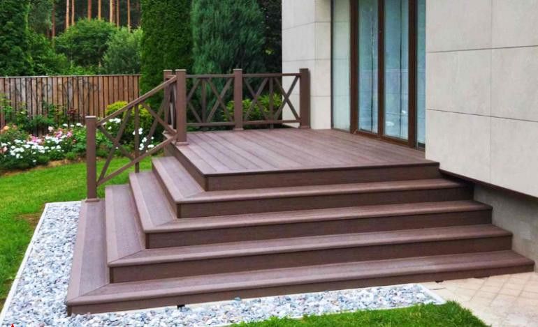 Ступень ДПК Outdoor Havana/Вельвет, коричневая полнотелая микс купить в Владивостоке