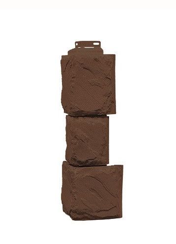 Угол фасадного сайдинга «Камень крупный» коричневого цвета купить в Владивостоке