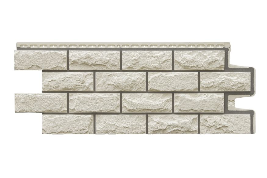 Фасадные панели Grand Line, Колотый камень Design, Молочный (шов RAL 7006) купить в Владивостоке