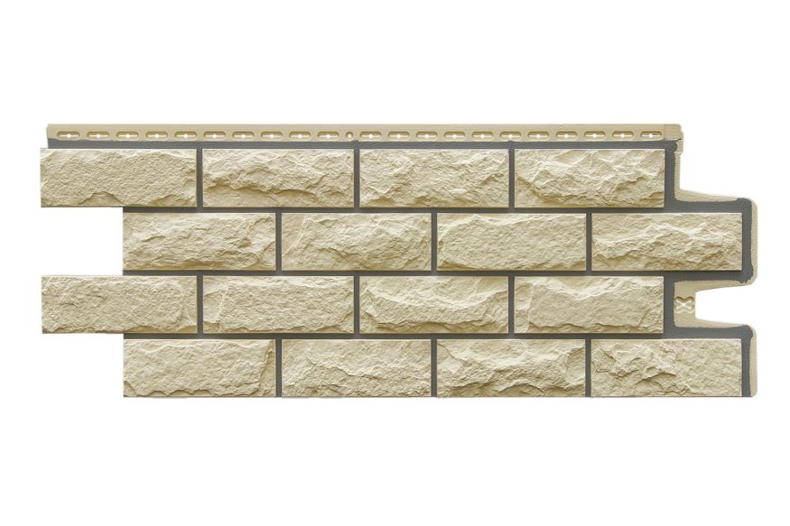 Фасадные панели Grand Line, Колотый камень Design, Бежевый (шов RAL 7006) купить в Владивостоке