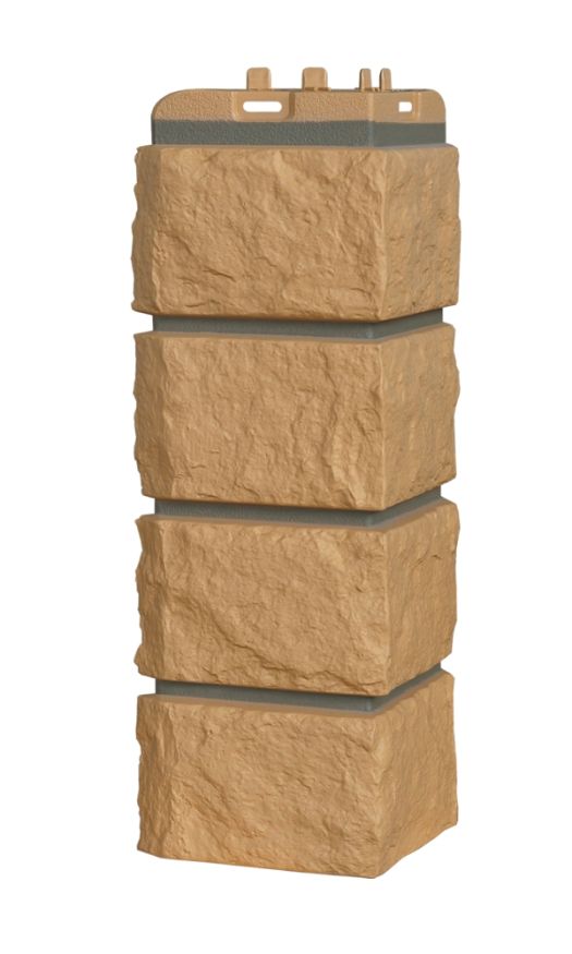 Угол наружный Grand Line, Колотый камень Design, Песочный (шов RAL 7006) купить в Владивостоке