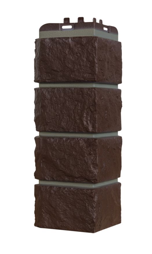 Угол наружный Grand Line, Колотый камень Design, Шоколадный (шов RAL 7006) купить в Владивостоке