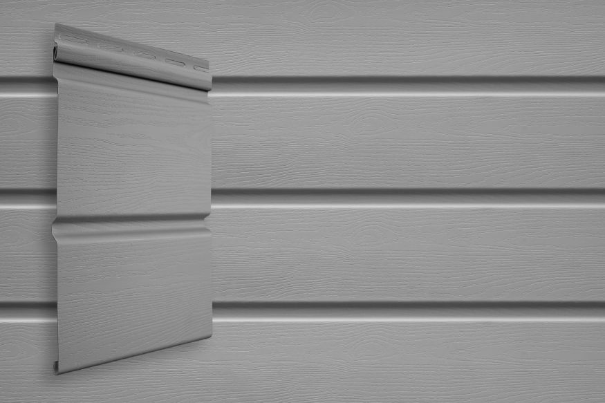 Виниловый сайдинг Grand Line Двойной брус Серый купить в Владивостоке