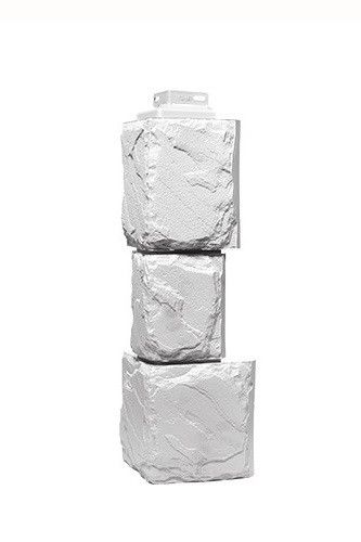 Угол Фасадного Сайдинга «Крупный Камень» Мелованный Белый купить в Владивостоке