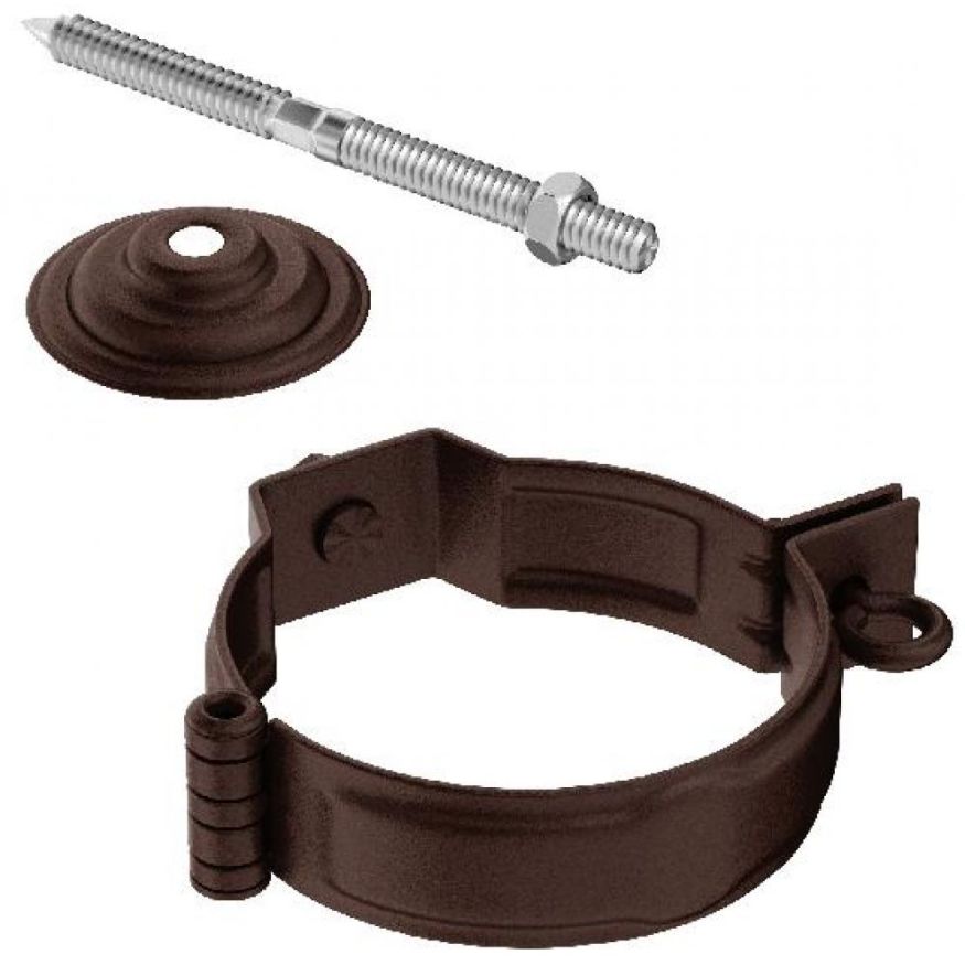 Декоративный хомут для трубы Aquasystem с креплением, RAL 8017 Коричневый матовый 125/90 купить в Владивостоке