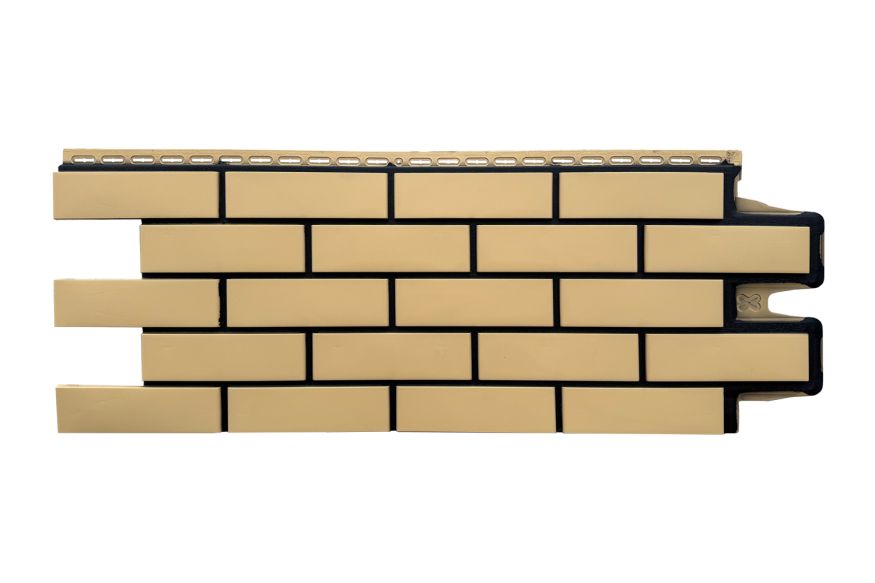 Фасадные панели Grand Line, Клинкерный кирпич Design, Песочный, шов RAL 9005  купить в Владивостоке