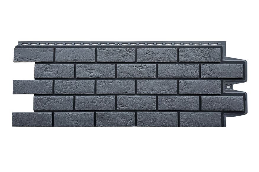 Фасадная панель Grand Line, Состаренный кирпич Design, Графит, шов RAL 9005 купить в Владивостоке