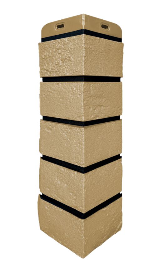 Угол наружный Grand Line, Состаренный кирпич Design, Песочный, шов RAL 9005 купить в Владивостоке