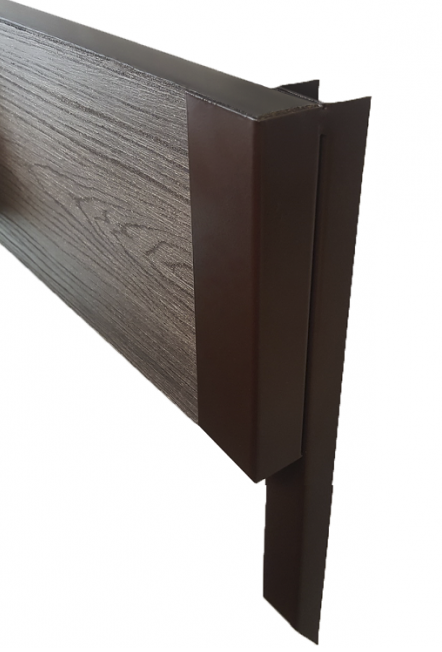 Металлический угловой элемент для ДПК грядок 225мм Коричневый купить в Владивостоке