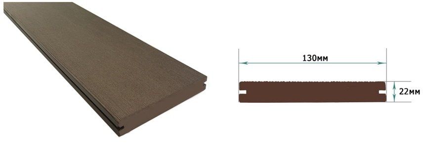 Полнотелая террасная доска из ДПК Terrapol Смарт с пазом купить в Владивостоке