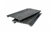 Фасадная доска POLIVAN GROUP с 3D текстурой дерева DENPASAR, цвет черный.