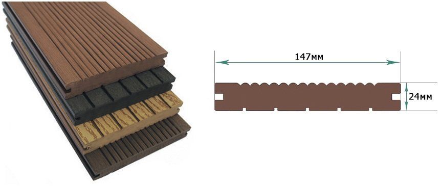 Полнотелая террасная доска из ДПК Terrapol Классик с пазом купить в Владивостоке