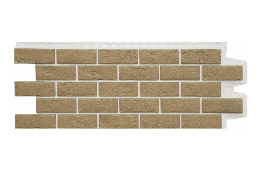 Фасадная панель Grand Line, Состаренный кирпич Design Plus, Солома (Белый шов) купить в Владивостоке