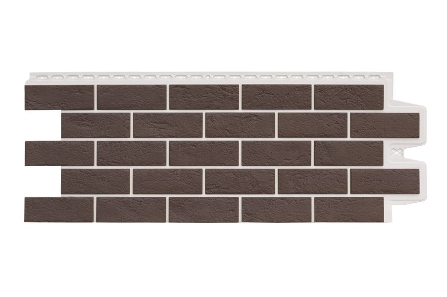 Фасадная панель Grand Line, Состаренный кирпич Design Plus, Каштан (Белый шов) купить в Владивостоке