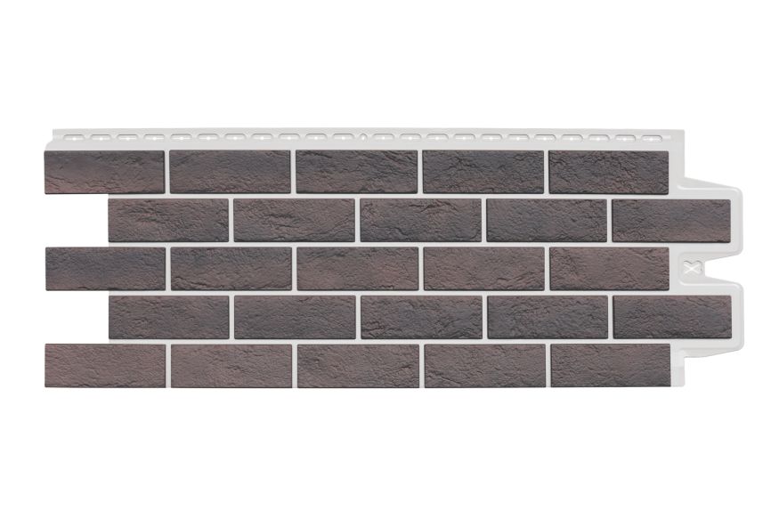 Фасадная панель Grand Line, Состаренный кирпич Design Plus, Кофе (Белый шов) купить в Владивостоке